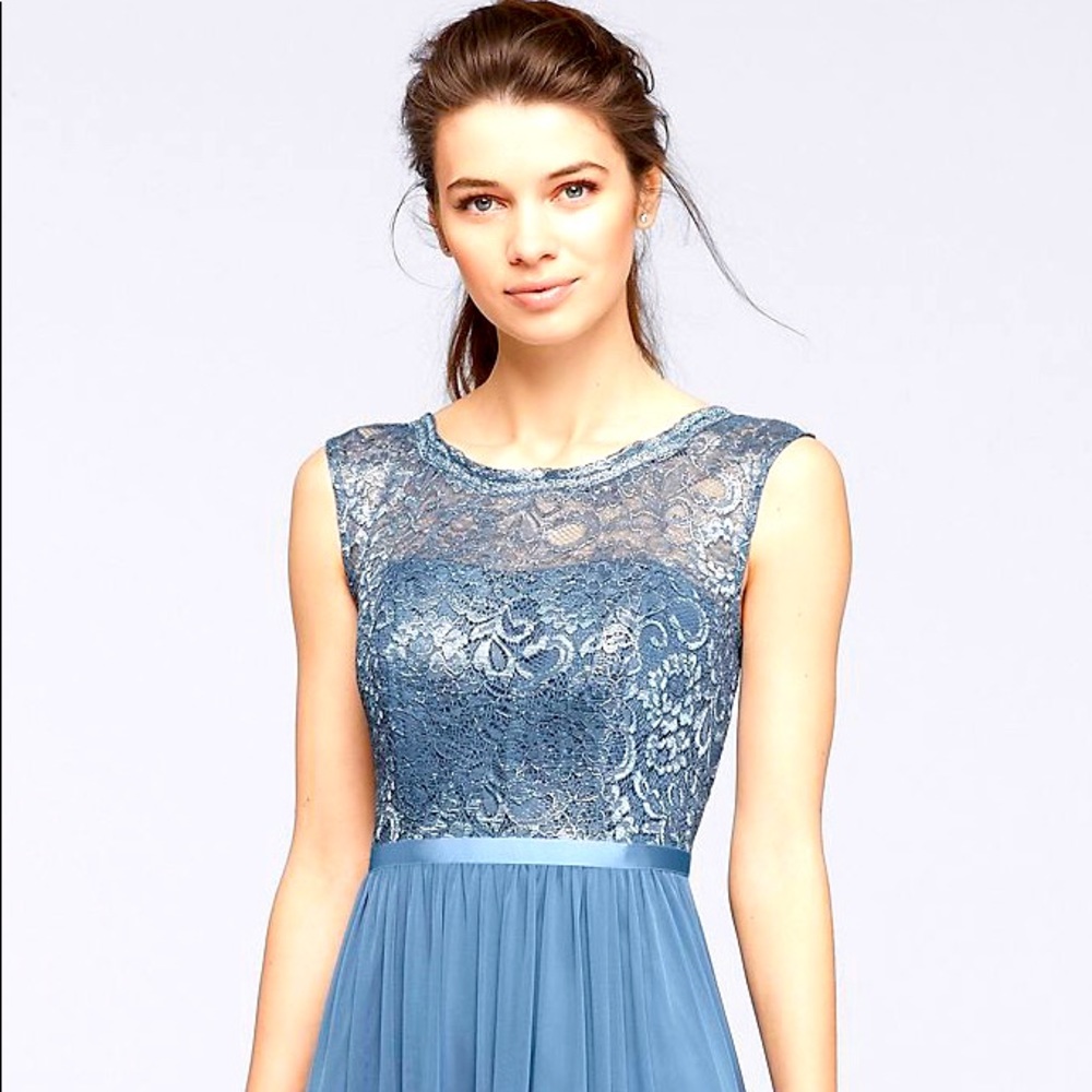 David’s Bridal | Lace Bridesmaid Dress with Long Mesh Skirt
